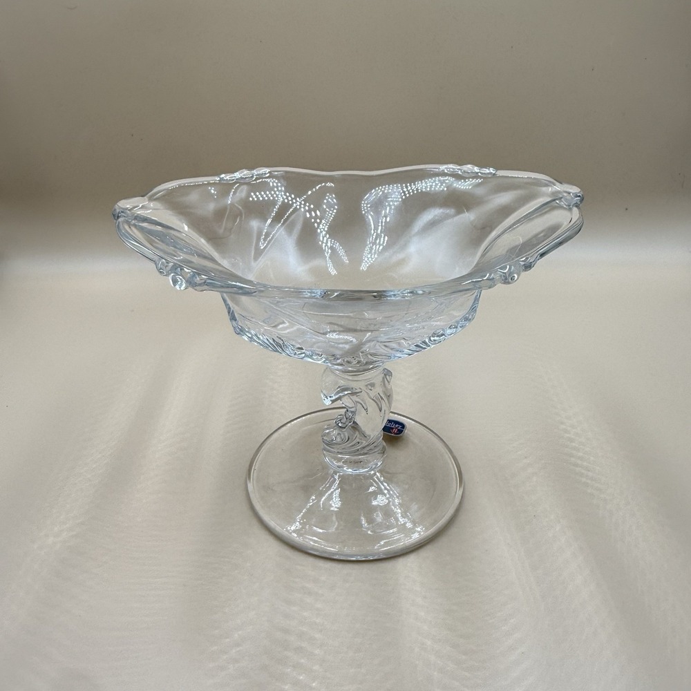 A. H. Heisey Puritan Colonial Clear‎ Glass Pedestal Compote Dish 1950s Crystal